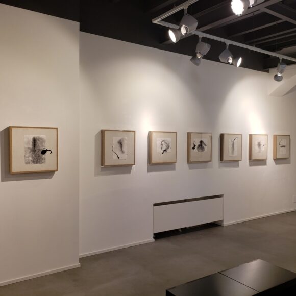 Foto 14 dell'allestimento della Mostra Nel nome del segno di Omar Galliani. Ticinese Art Gallery Milano.